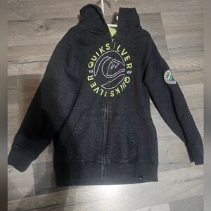 Quiksilver Black Hoodie with Yellow Logo